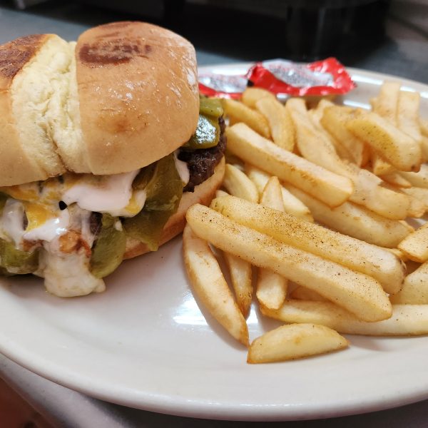 Green Chile and Cheese Burger
